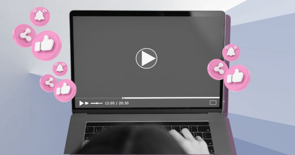 video showing on a laptop illustration