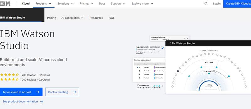 IBM Watson Studio website image