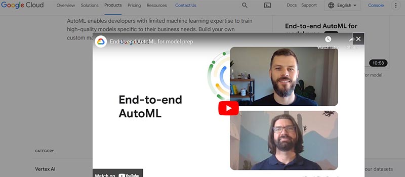 Google Cloud AutoML website image