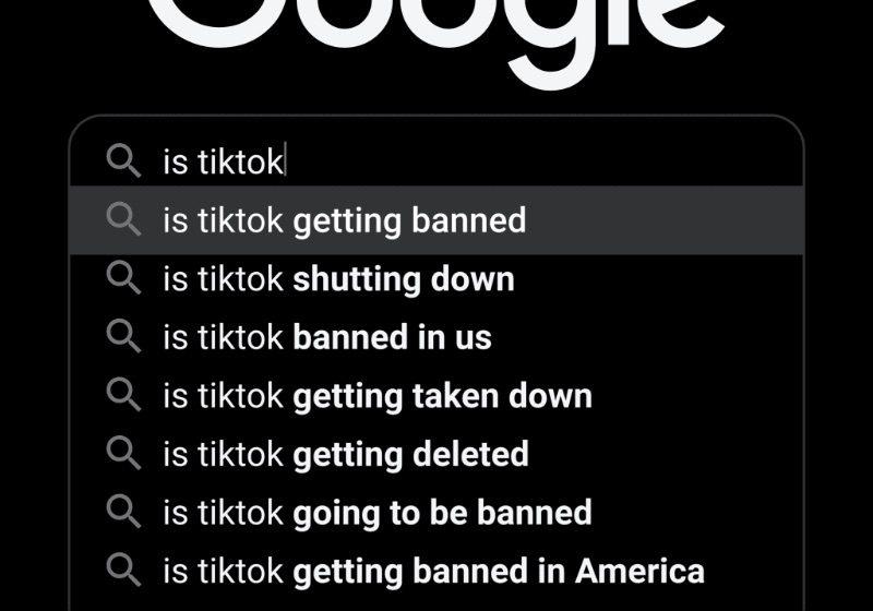 Google search results for TikTok ban
