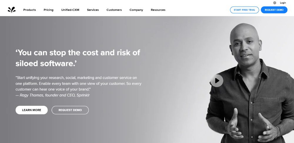 sprinklr home page