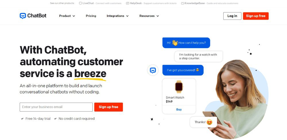 chatbot landing page