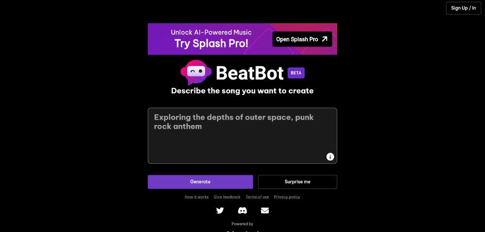 beatbot home page screenshot
