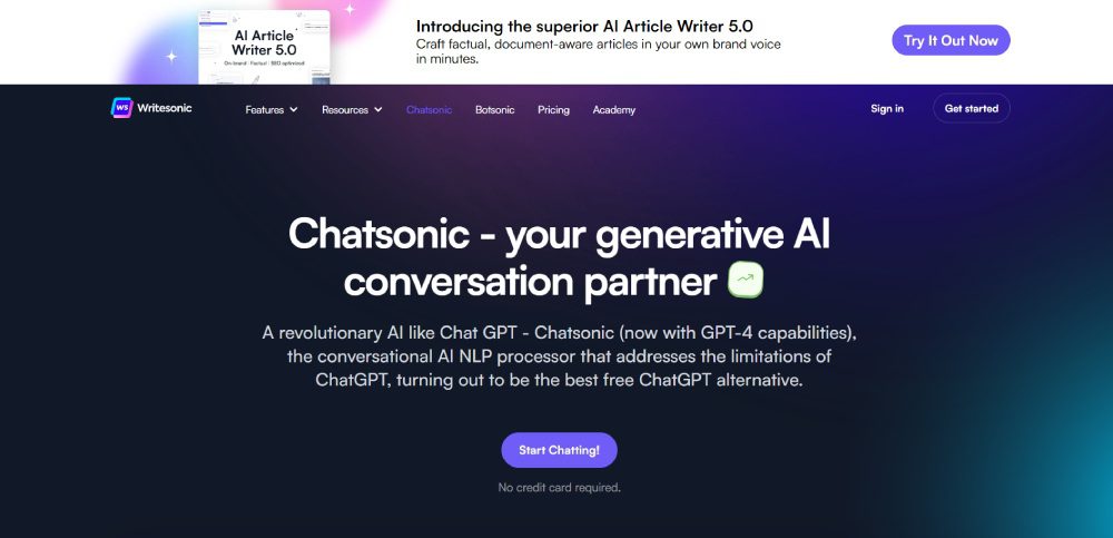 chatsonic landing page