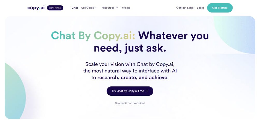 chat ai landing page