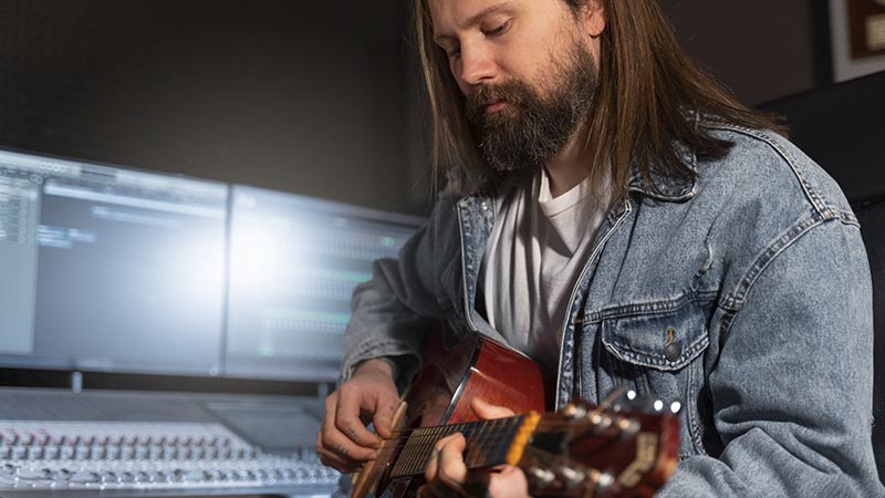 man playing a guitar