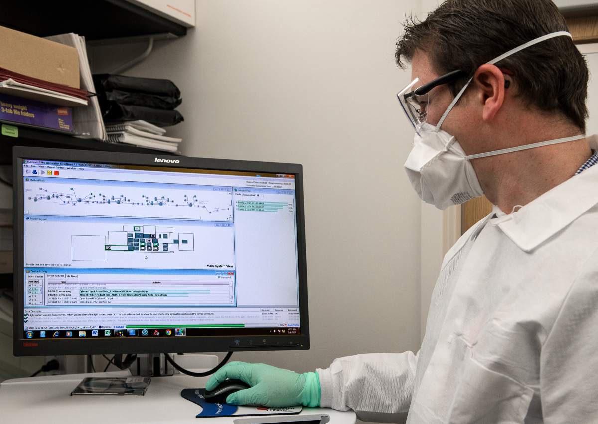 medical professional using a computer