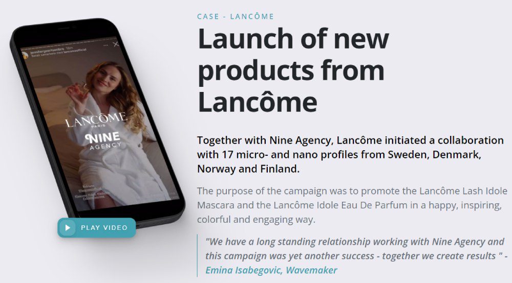 nine agency lancome case study