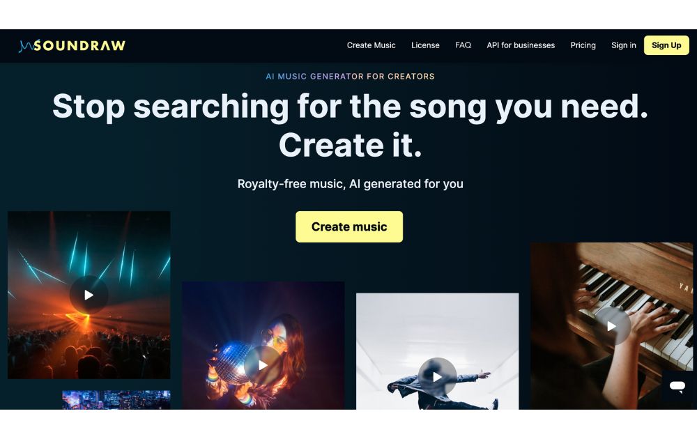 soundraw website screenshot
