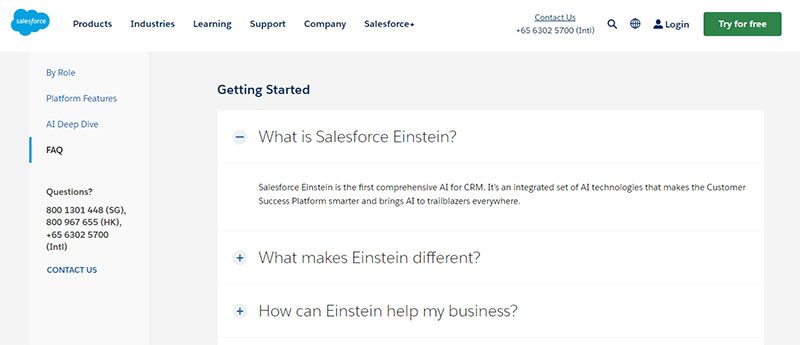 salesforce einstein webpage screenshot