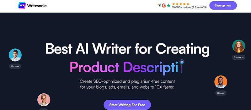 writesonic landing page screenshot