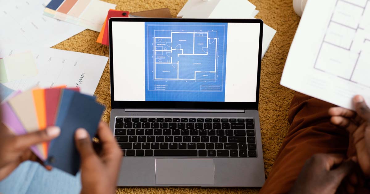 blueprint on a laptop