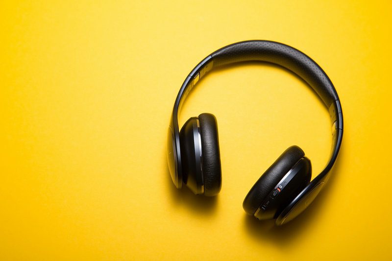 headphone in yellow background