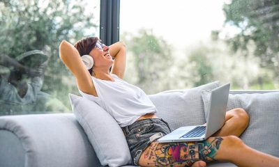 woman lounging on the sofa