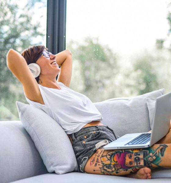 woman lounging on the sofa