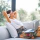 woman lounging on the sofa