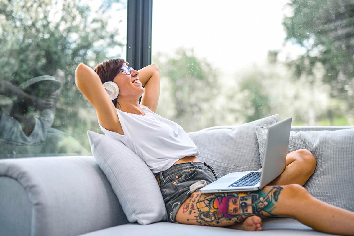 woman lounging on the sofa